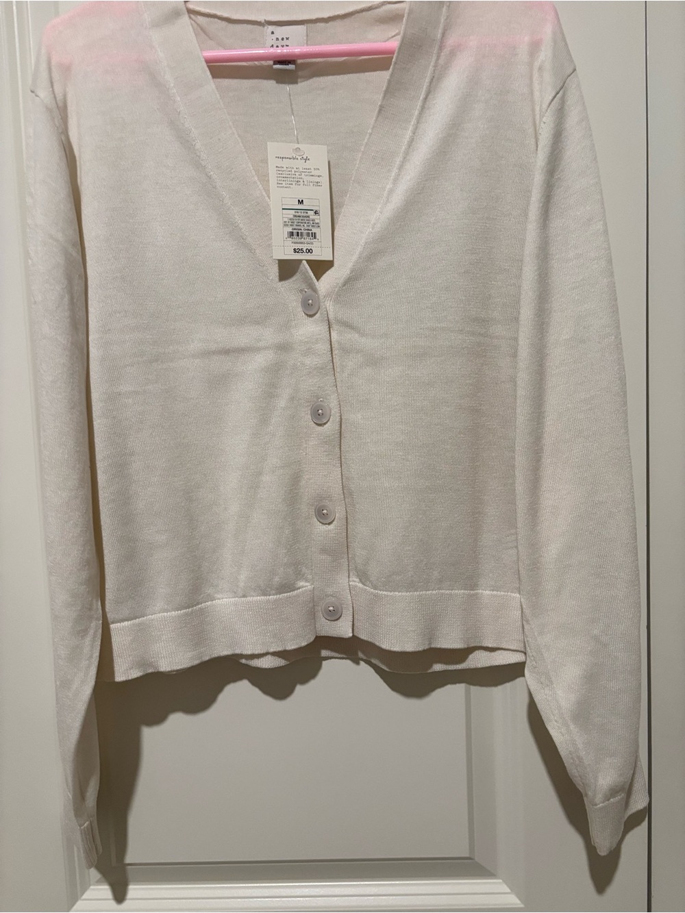 a new day Cream V-Neck Button Cardigan